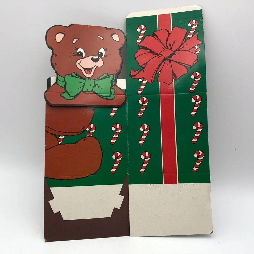 Vintage NOS Holiday Gift Boxes Teddy Bear Cardboard Set Of 4 plus 1 extra
